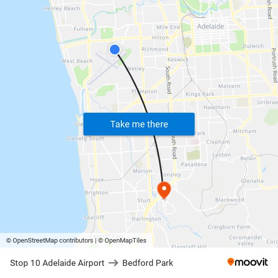 Stop 10 Adelaide Airport to Bedford Park map