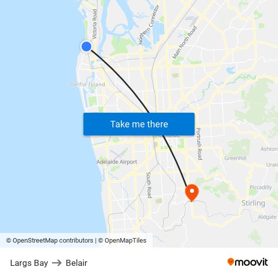 Largs Bay to Belair map