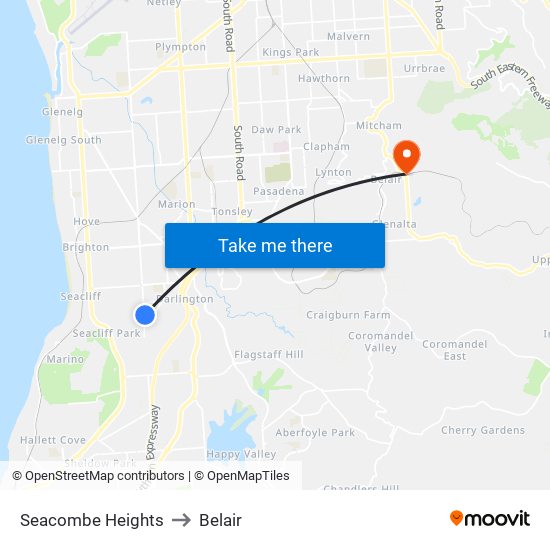 Seacombe Heights to Belair map