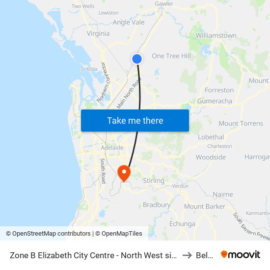 Zone B Elizabeth City Centre - North West side to Belair map