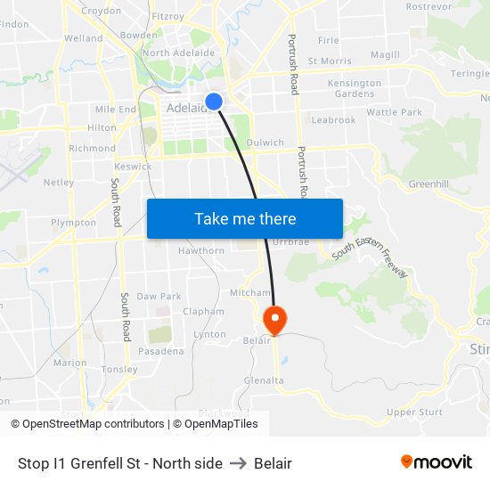 Stop I1 Grenfell St - North side to Belair map