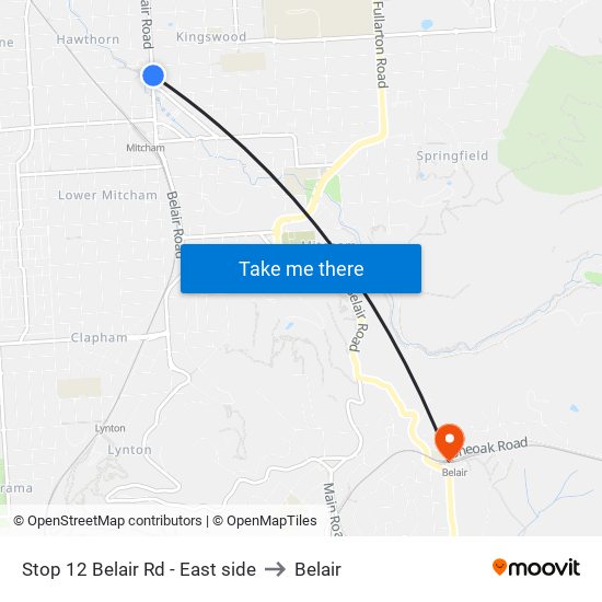 Stop 12 Belair Rd - East side to Belair map