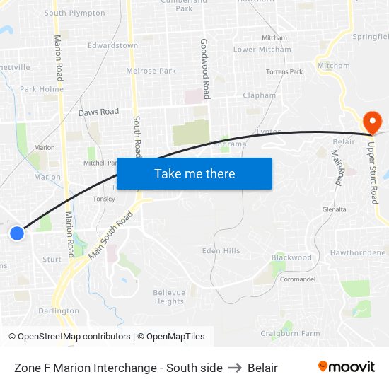 Zone F Marion Interchange - South side to Belair map
