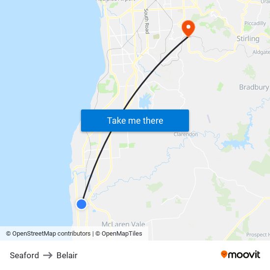 Seaford to Belair map