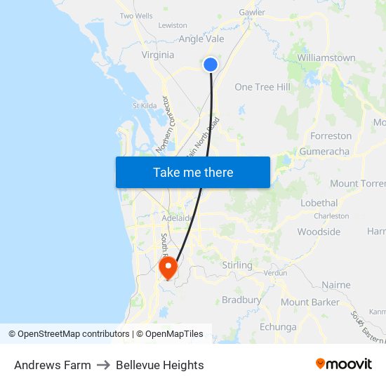 Andrews Farm to Bellevue Heights map