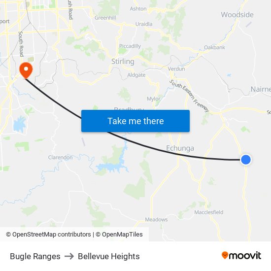 Bugle Ranges to Bellevue Heights map