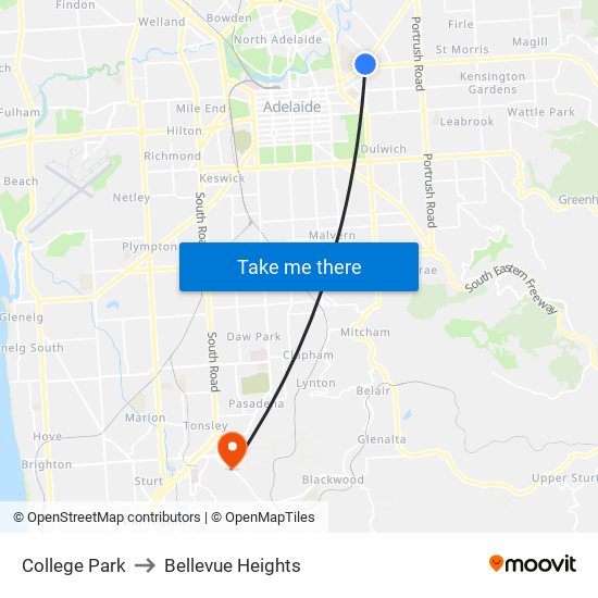 College Park to Bellevue Heights map