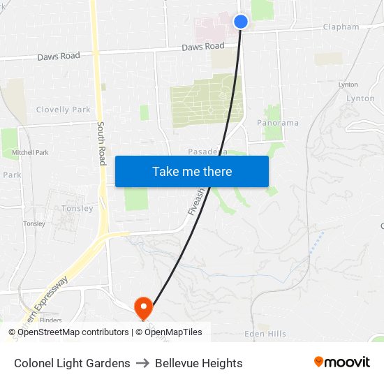 Colonel Light Gardens to Bellevue Heights map