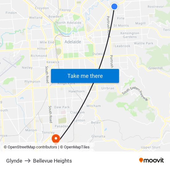 Glynde to Bellevue Heights map