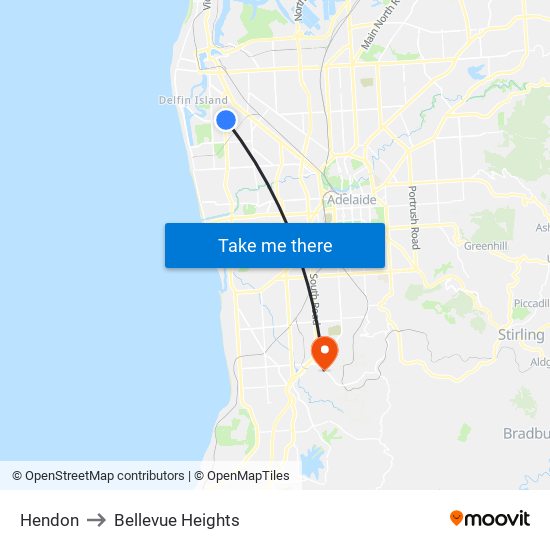 Hendon to Bellevue Heights map