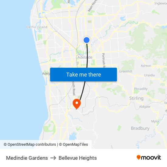 Medindie Gardens to Bellevue Heights map