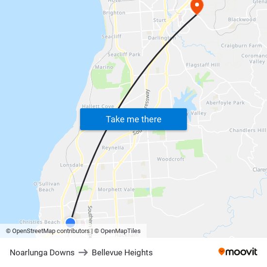 Noarlunga Downs to Bellevue Heights map