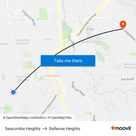 Seacombe Heights to Bellevue Heights map