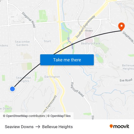 Seaview Downs to Bellevue Heights map