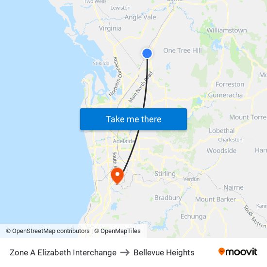 Zone A Elizabeth Interchange to Bellevue Heights map