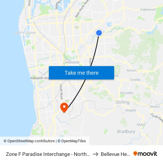 Zone F Paradise Interchange - North West side to Bellevue Heights map