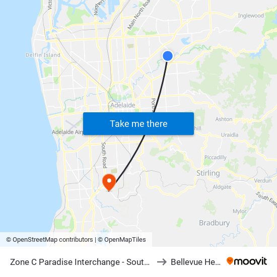 Zone C Paradise Interchange - South East side to Bellevue Heights map