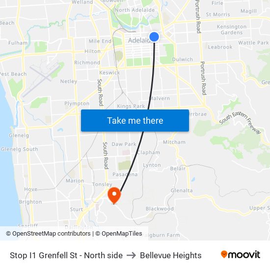 Stop I1 Grenfell St - North side to Bellevue Heights map