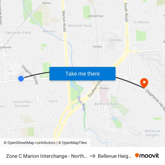 Zone C Marion Interchange - North side to Bellevue Heights map