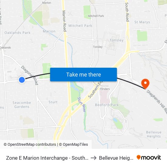 Zone E Marion Interchange - South side to Bellevue Heights map