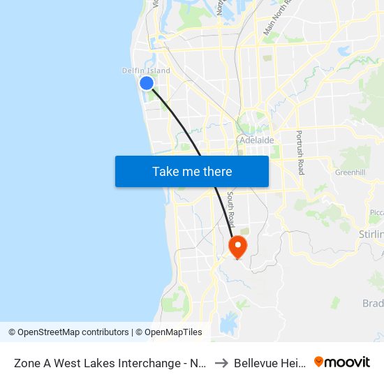 Zone A West Lakes Interchange - North side to Bellevue Heights map