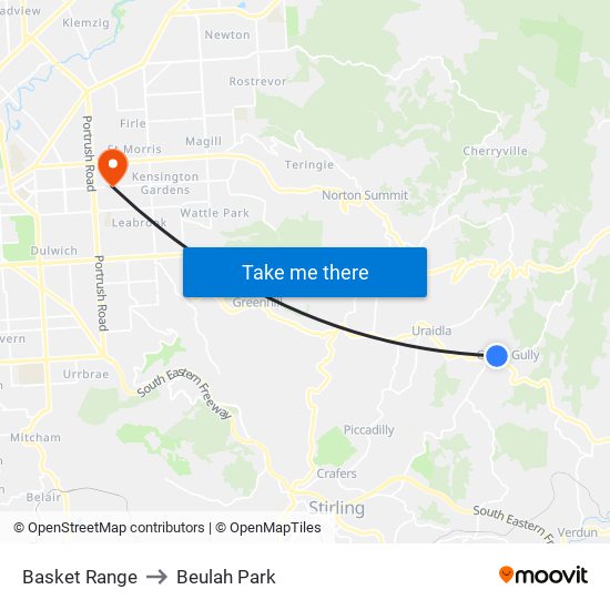 Basket Range to Beulah Park map