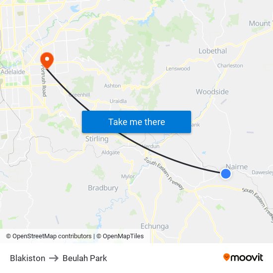 Blakiston to Beulah Park map
