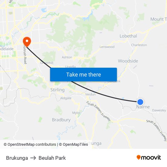 Brukunga to Beulah Park map