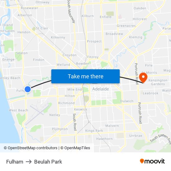 Fulham to Beulah Park map