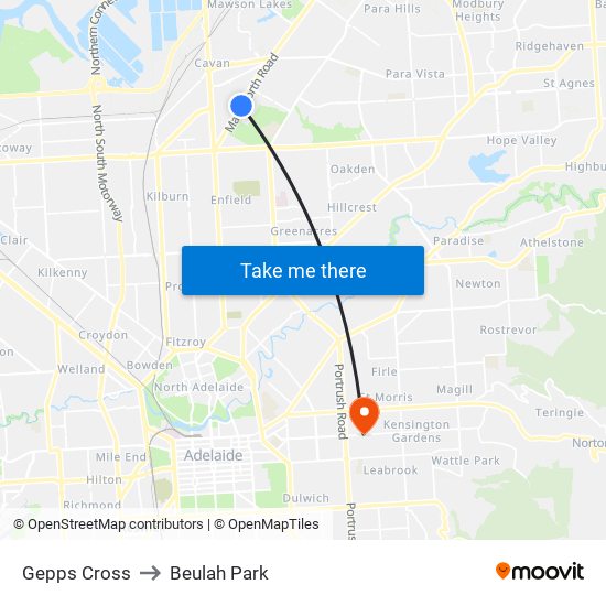 Gepps Cross to Beulah Park map