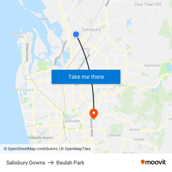 Salisbury Downs to Beulah Park map