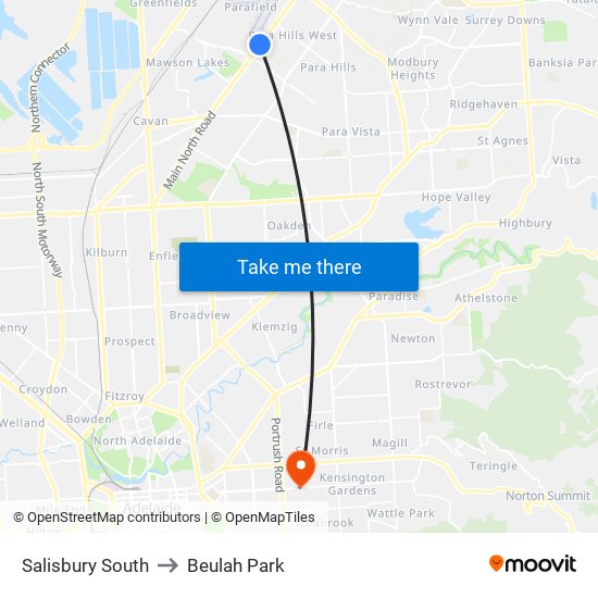 Salisbury South to Beulah Park map