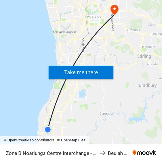 Zone B Noarlunga Centre Interchange - West side to Beulah Park map