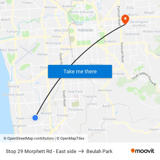 Stop 29 Morphett Rd - East side to Beulah Park map