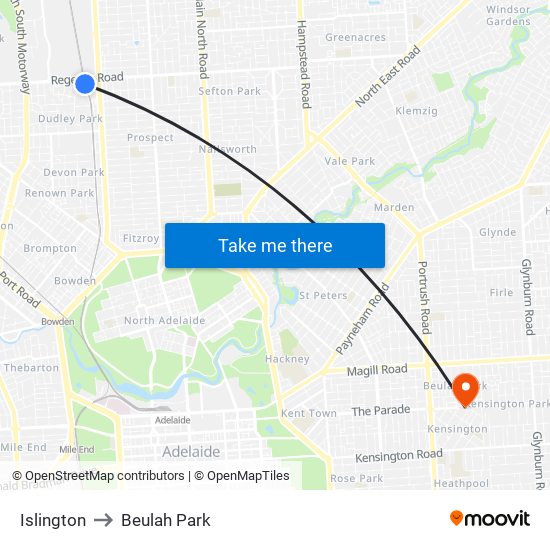 Islington to Beulah Park map