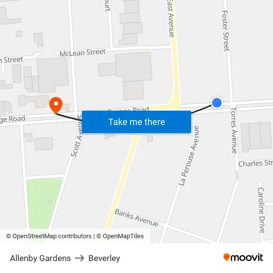 Allenby Gardens to Beverley map
