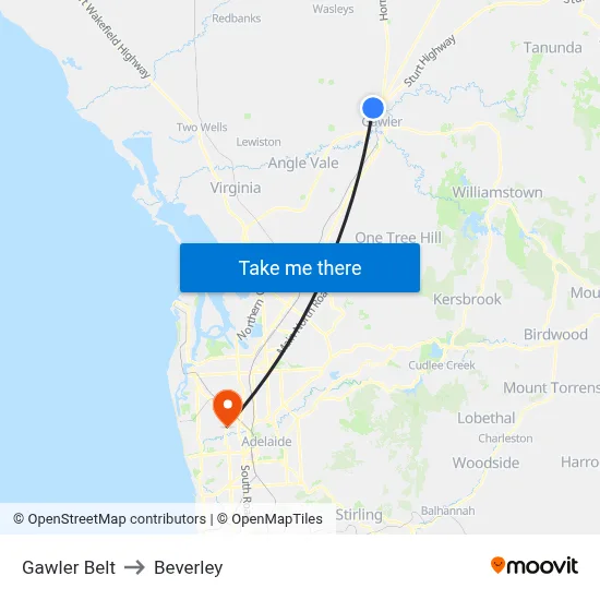 Gawler Belt to Beverley map