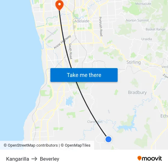 Kangarilla to Beverley map