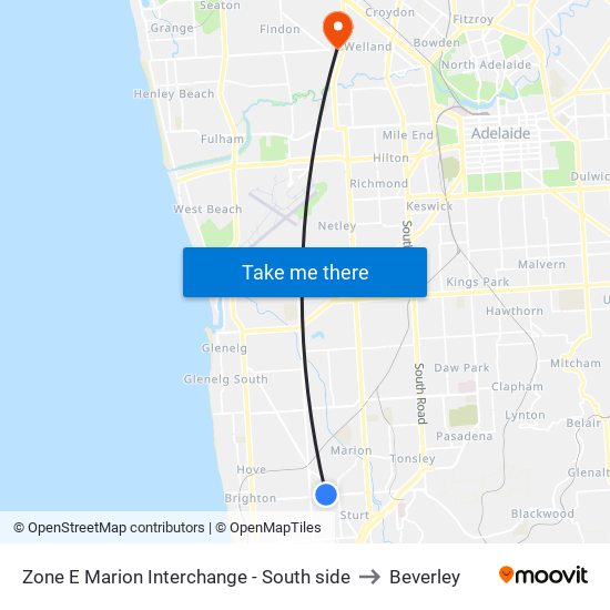 Zone E Marion Interchange - South side to Beverley map