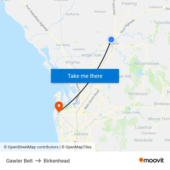 Gawler Belt to Birkenhead map