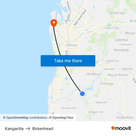 Kangarilla to Birkenhead map