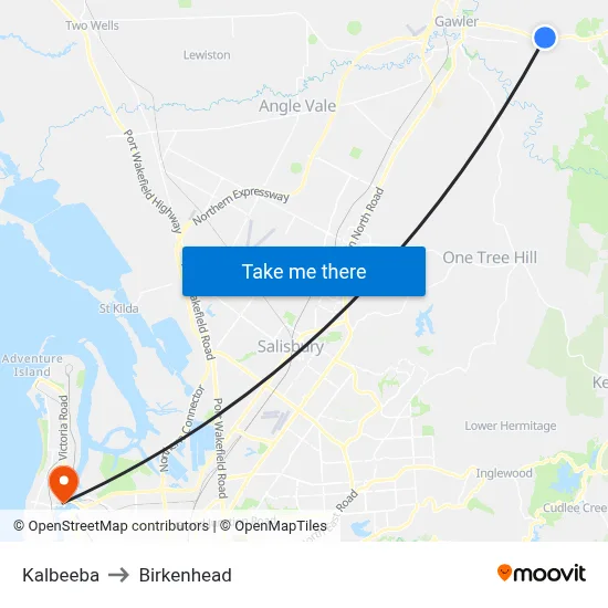 Kalbeeba to Birkenhead map