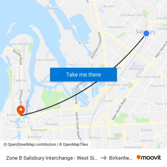 Zone B Salisbury Interchange - West Side to Birkenhead map