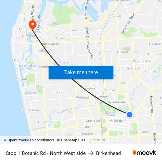 Stop 1 Botanic Rd - North West side to Birkenhead map