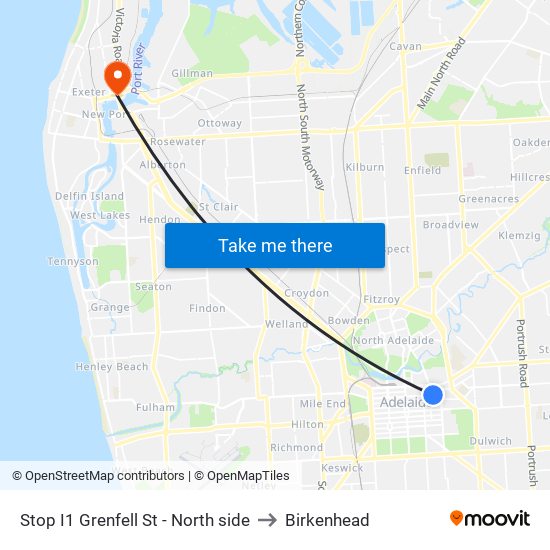 Stop I1 Grenfell St - North side to Birkenhead map