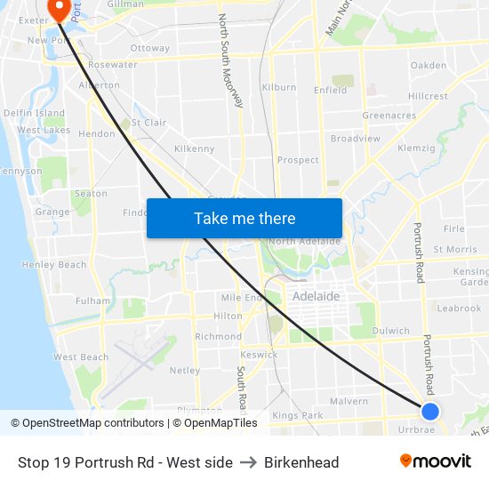 Stop 19 Portrush Rd - West side to Birkenhead map