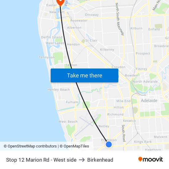 Stop 12 Marion Rd - West side to Birkenhead map