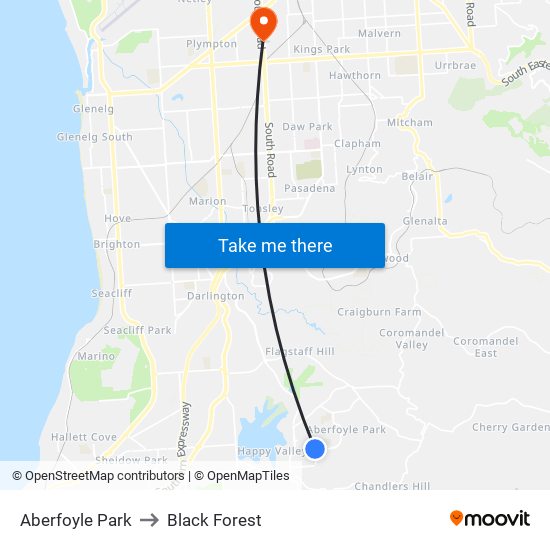 Aberfoyle Park to Black Forest map