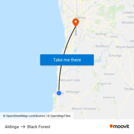 Aldinga to Black Forest map