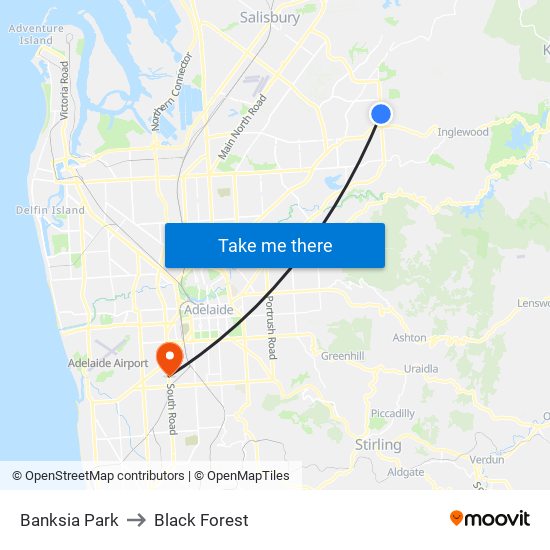 Banksia Park to Black Forest map